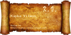 Kupka Vilmos névjegykártya